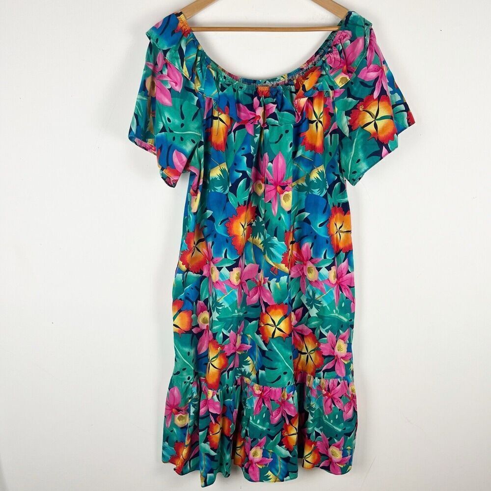 Vintage The original Hawaiian tropical dress housecoat pure 100% cotton Pockets﻿